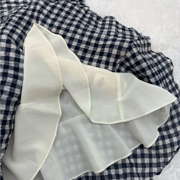 Veronica Beard Campbell Navy and White Gingham Ruched Dress Size 8 - Picture 5 of 13